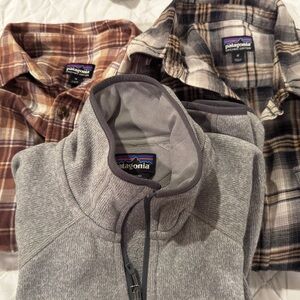 Patagonia Men's Brown Plaid and Gray Casual Shirts